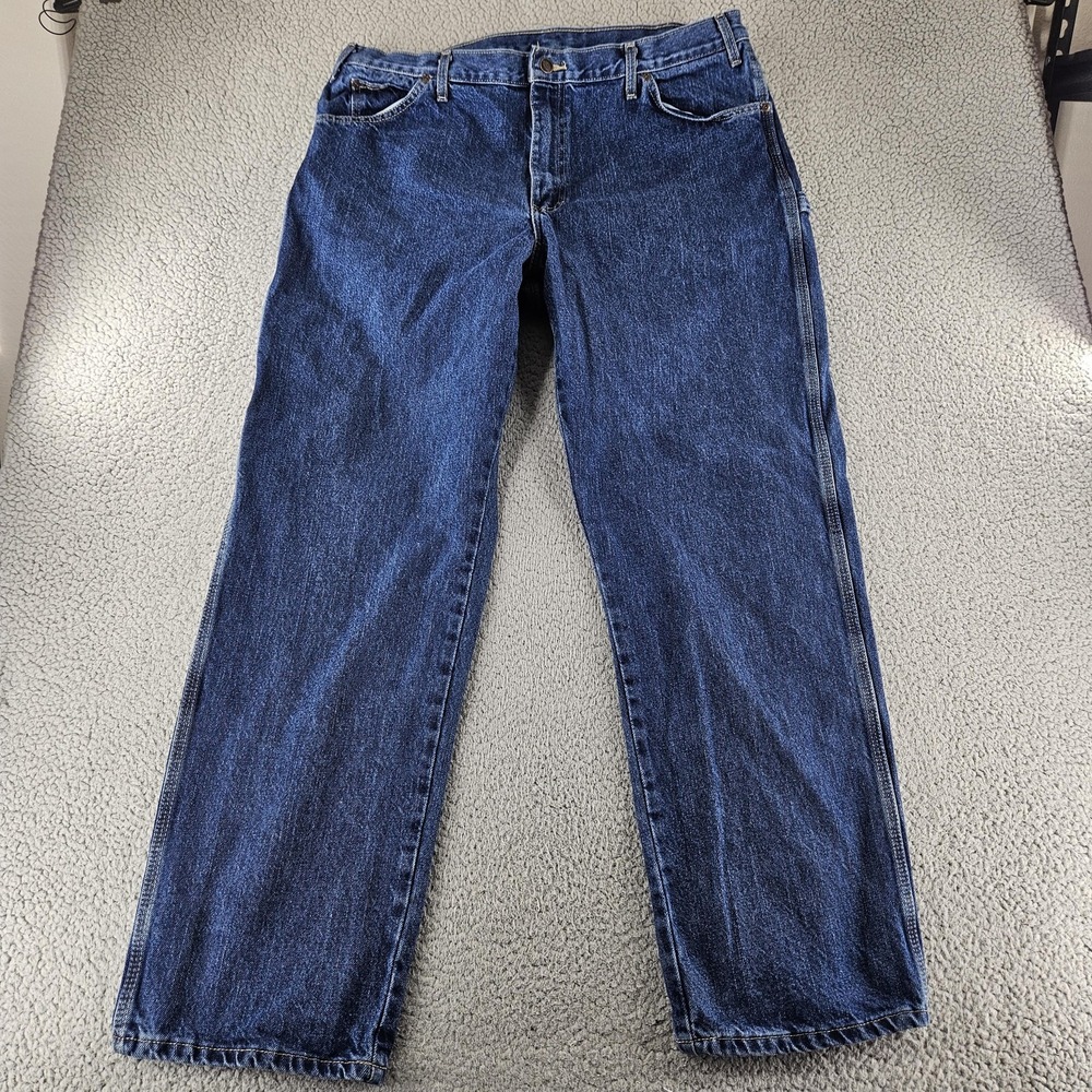 Dickies Jeans Mens 38x32 Blue Carpenter Workwear Utility Pockets Cotton Workwear